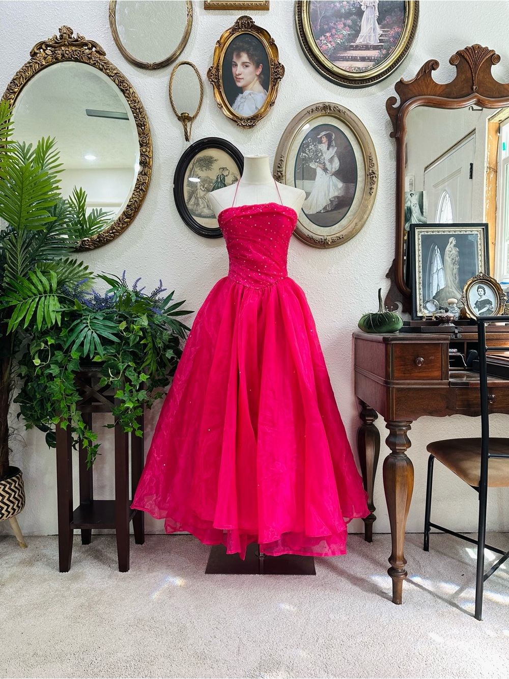 Strapless Hot Pink Ball Gown Dress